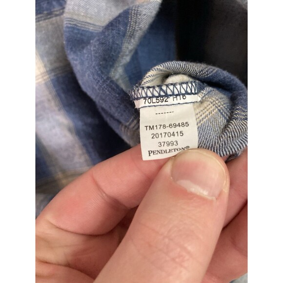 Women’s Pendleton Canyon Flannel Shirt Half Zip Pearl Snap Plaid Blue M - Picture 10 of 10